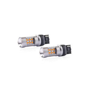 Set becuri auto cu LED CANBUS compatibil W21W T20 24 SMD 6.2W Orange 12/24V, destinat competitiilor auto sau off-road